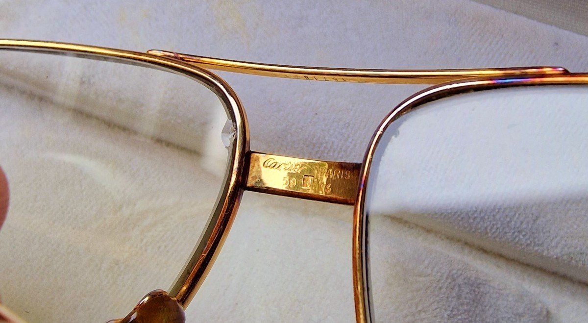 Aviator Type Glasses Must De Cartier Paris Gold Plated Model 5914 And Number 140 Vintage-photo-5