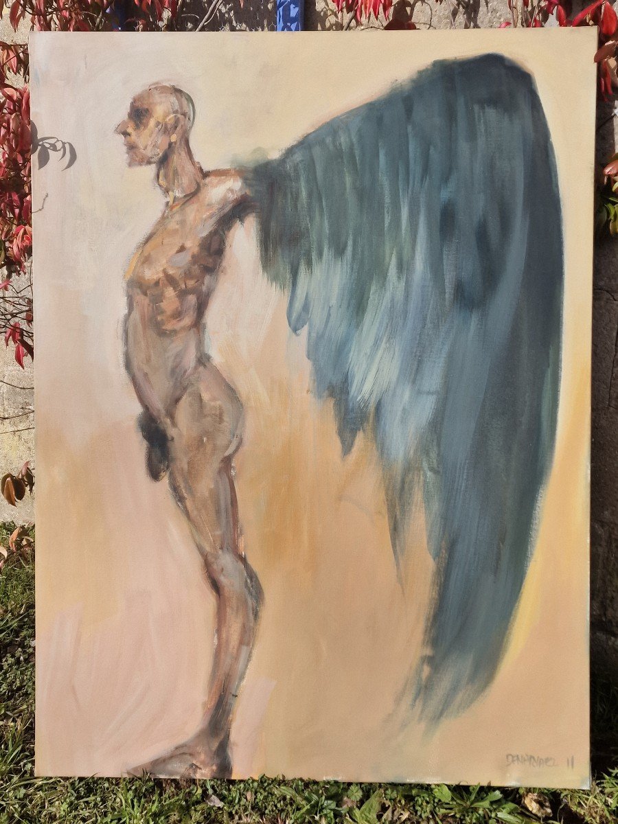 Large Painting Icarus Will Fly By Arturo Denarvez Painter Colombia Montreuil-photo-2