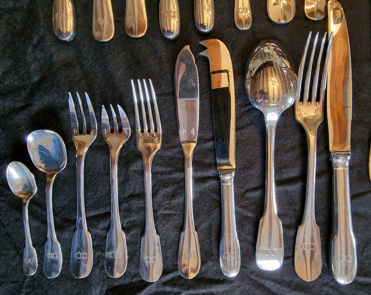 32 Christofle Silver Cutelry Metal Service Pieces New From Stock Cluny Model -photo-4