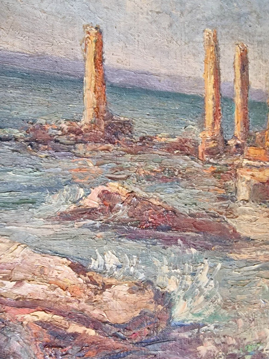 Tableau Ruines En Bord De Mer Méditerranée  Par Ludo Chauviac Palavas Montpellier -photo-3