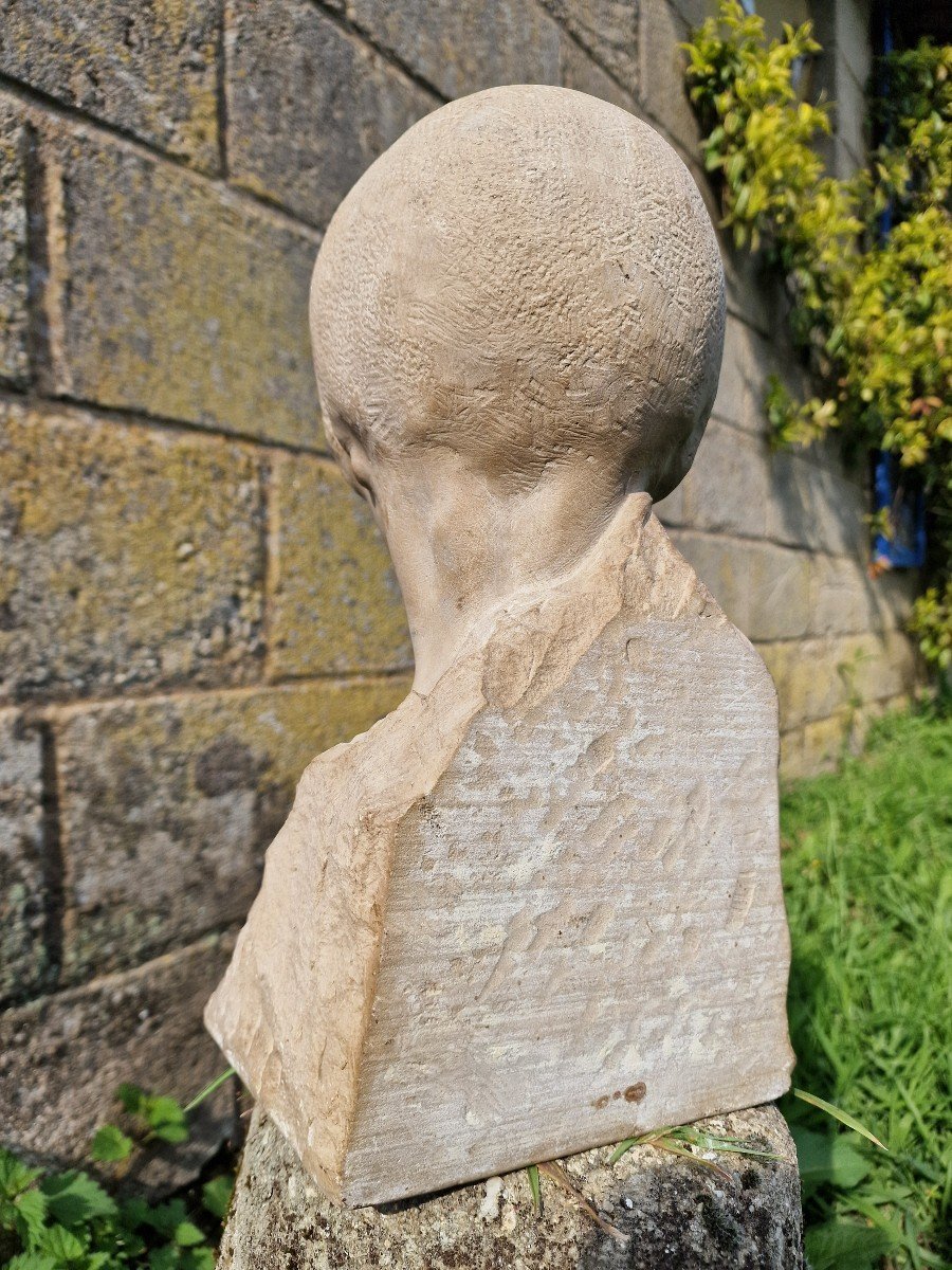 Art Deco Stone Sculpture Of Young Boy Or Girl By Amadéo Génnarelli-photo-4