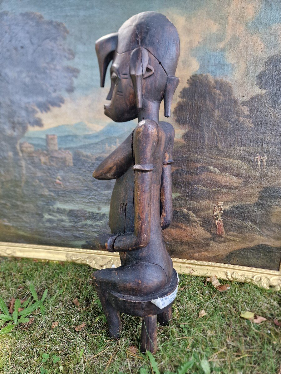 Senoufo Female Statue Sitting On Her Stool Called Tugubele Ivory Coast African Art -photo-3