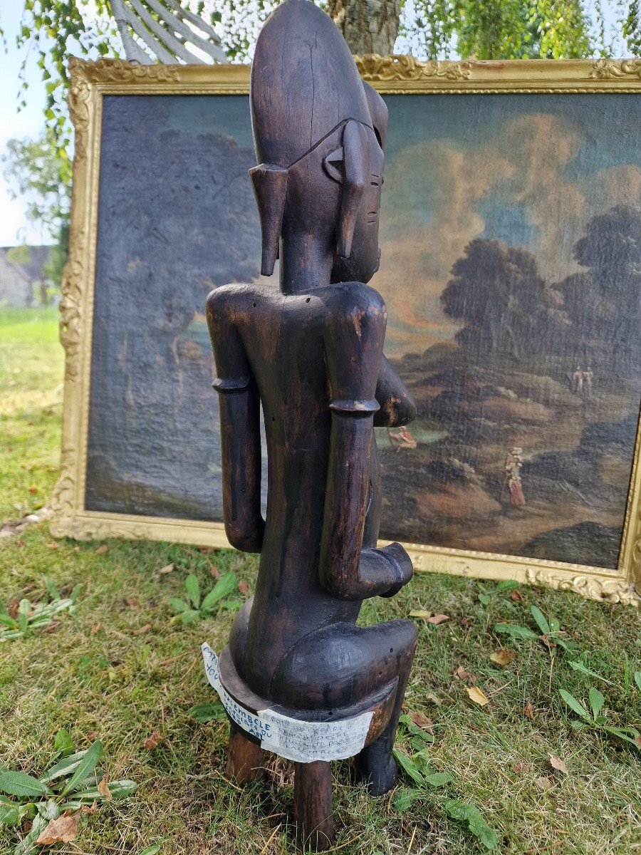 Senoufo Female Statue Sitting On Her Stool Called Tugubele Ivory Coast African Art -photo-1