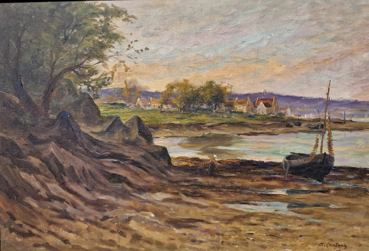 Tableau La Rivière Aven Par Albert Lenfant Vers 1900 Bords Pont Aven Bretagne-photo-4
