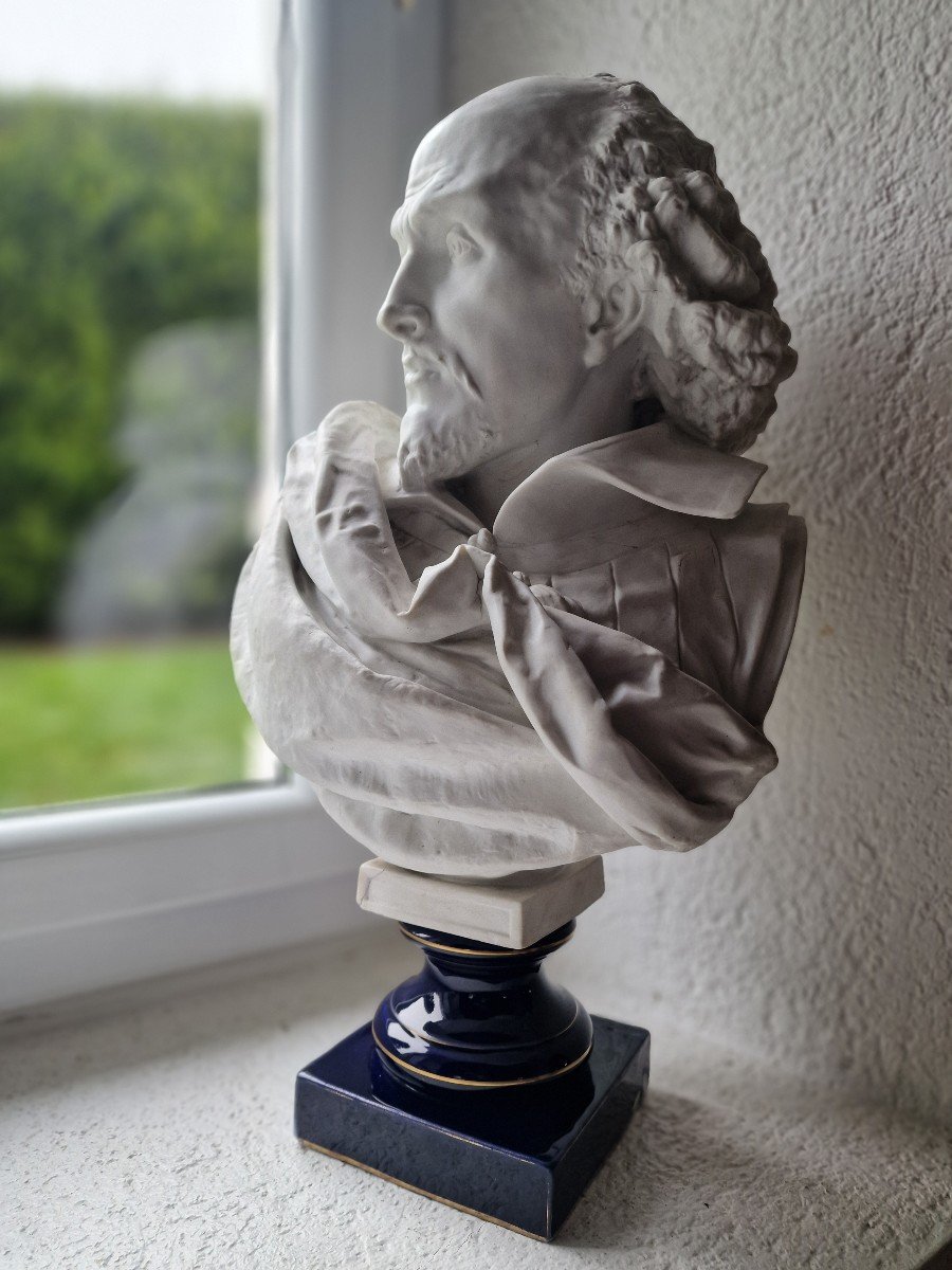 Important Sèvres Porcelain Bust Of William Shakespeare By Albert Ernest Carrier Belleuse-photo-3