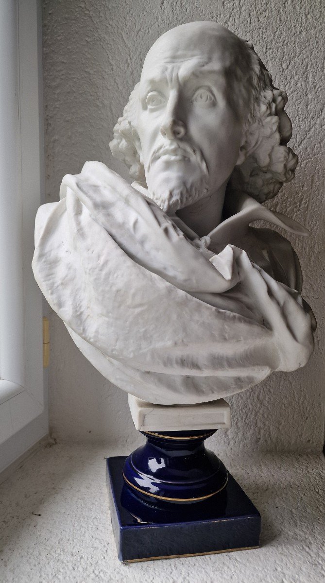 Important Sèvres Porcelain Bust Of William Shakespeare By Albert Ernest Carrier Belleuse