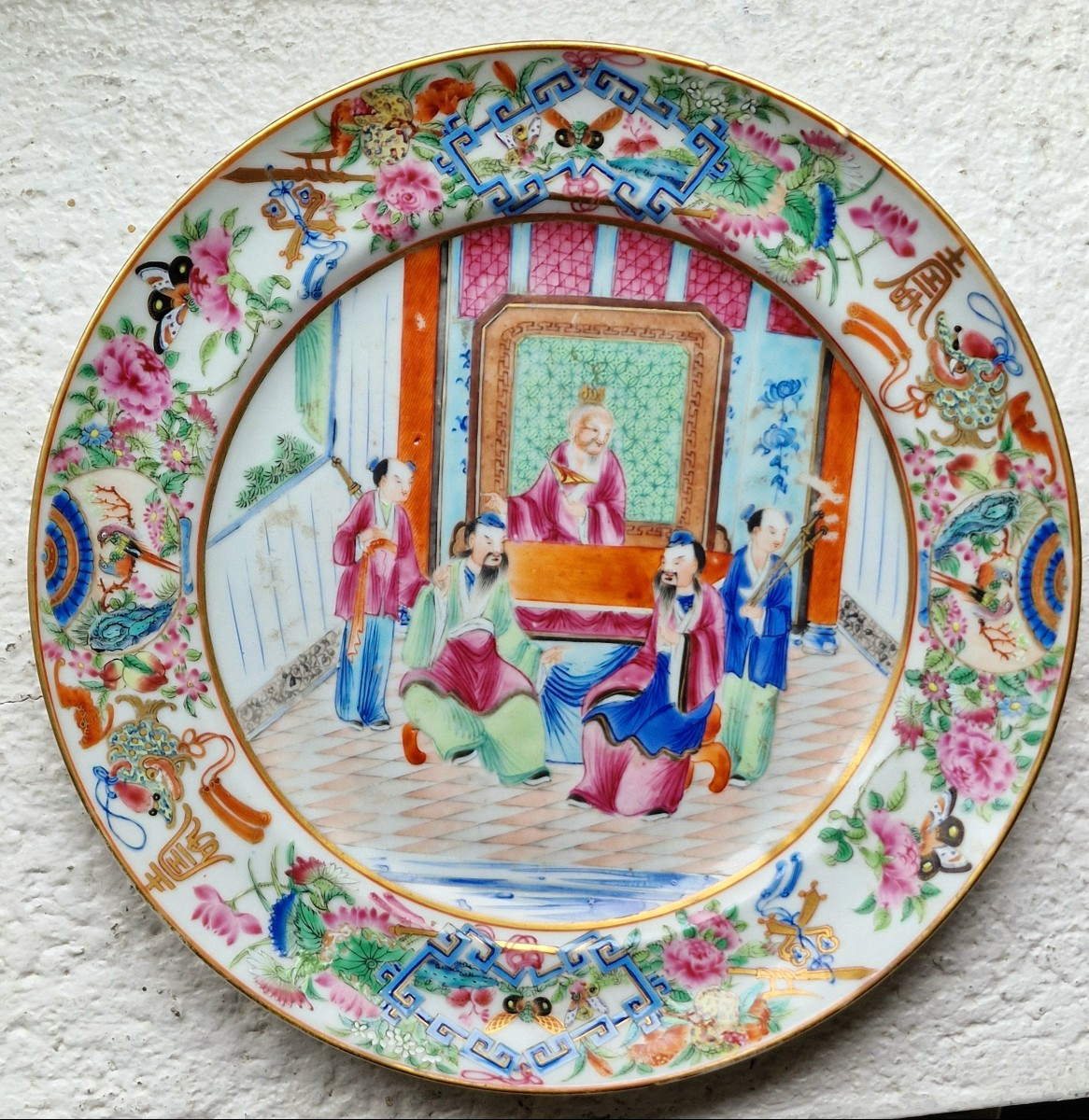 Lot De 2 Assiettes Chinoises Rare Marli En Porcelaine De Canton Vers 1820-1830 Daoguang period -photo-2