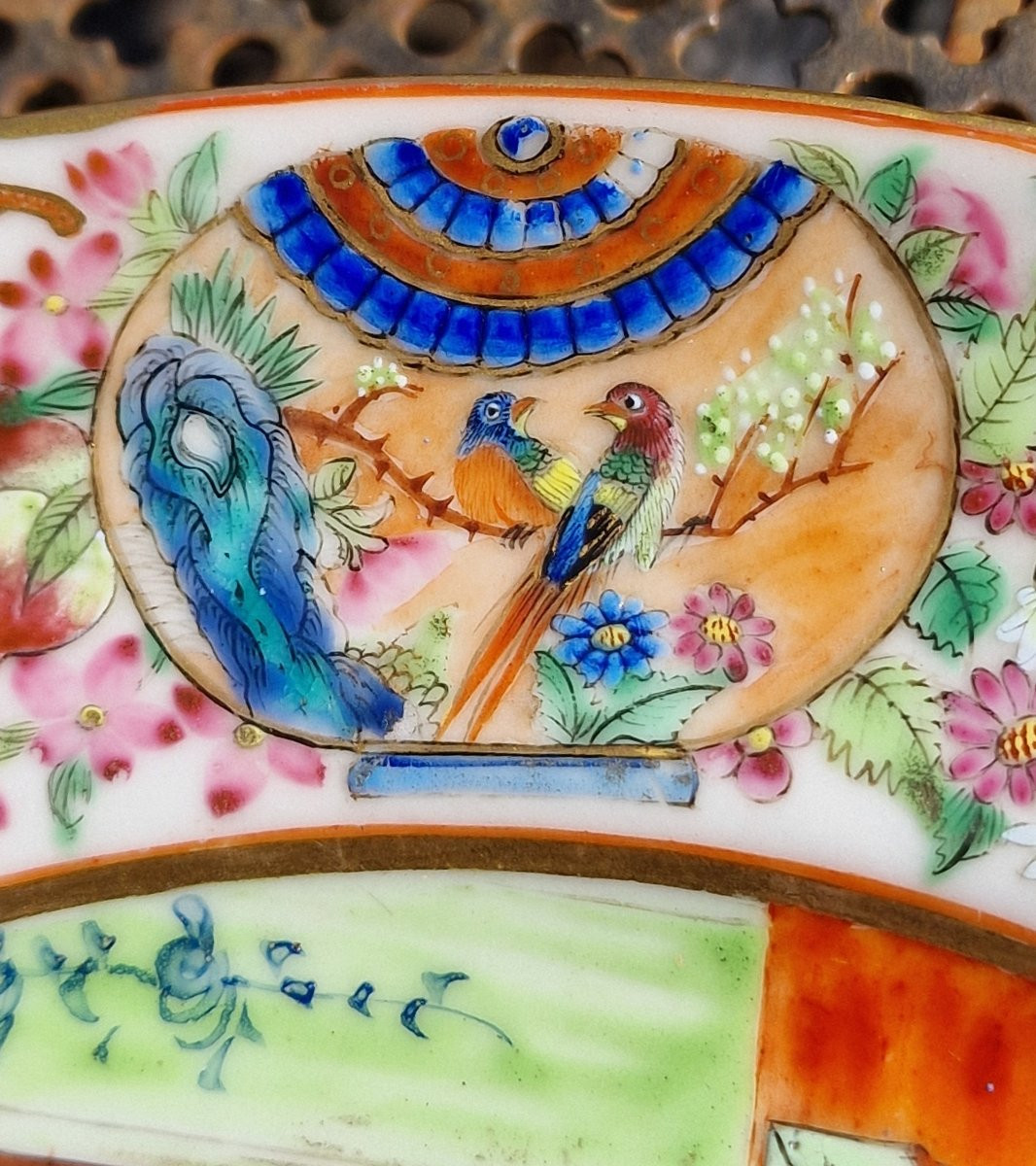 Lot Of 4 Rare Chinese Marli Porcelain Plates From Canton Circa 1820-1830 Daoguang Period -photo-3