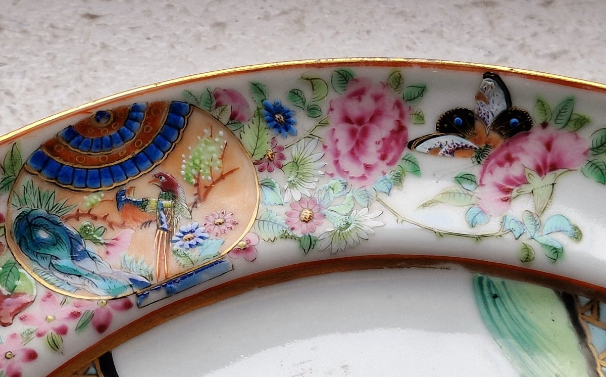 Lot De 2 Assiettes Chinoises Rare Marli En Porcelaine De Canton Vers 1820-1830 Daoguang period -photo-3
