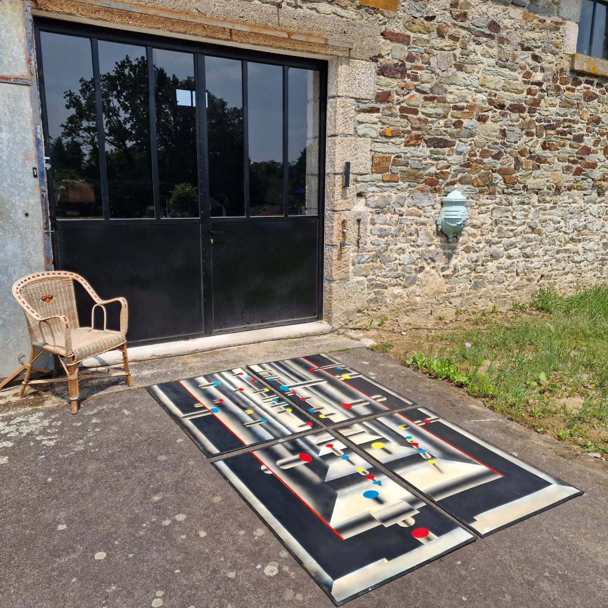 Tableaux formant quadriptyque singulier entre art cinétique et mécanique vers 1960-1970 .-photo-2
