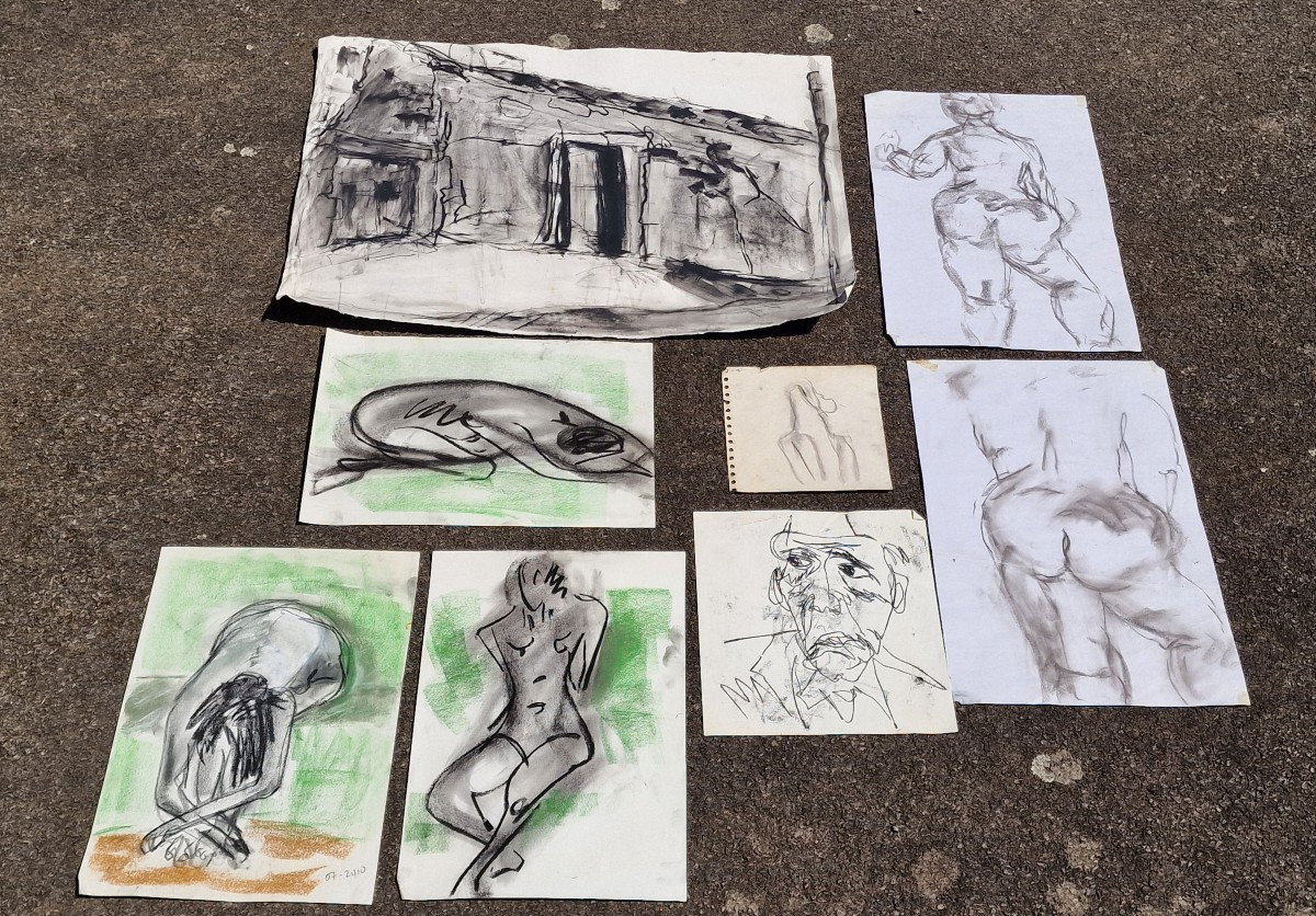 Studio Collection Of 52 Drawings And Studies Including Brittany By Eva Lauermann 