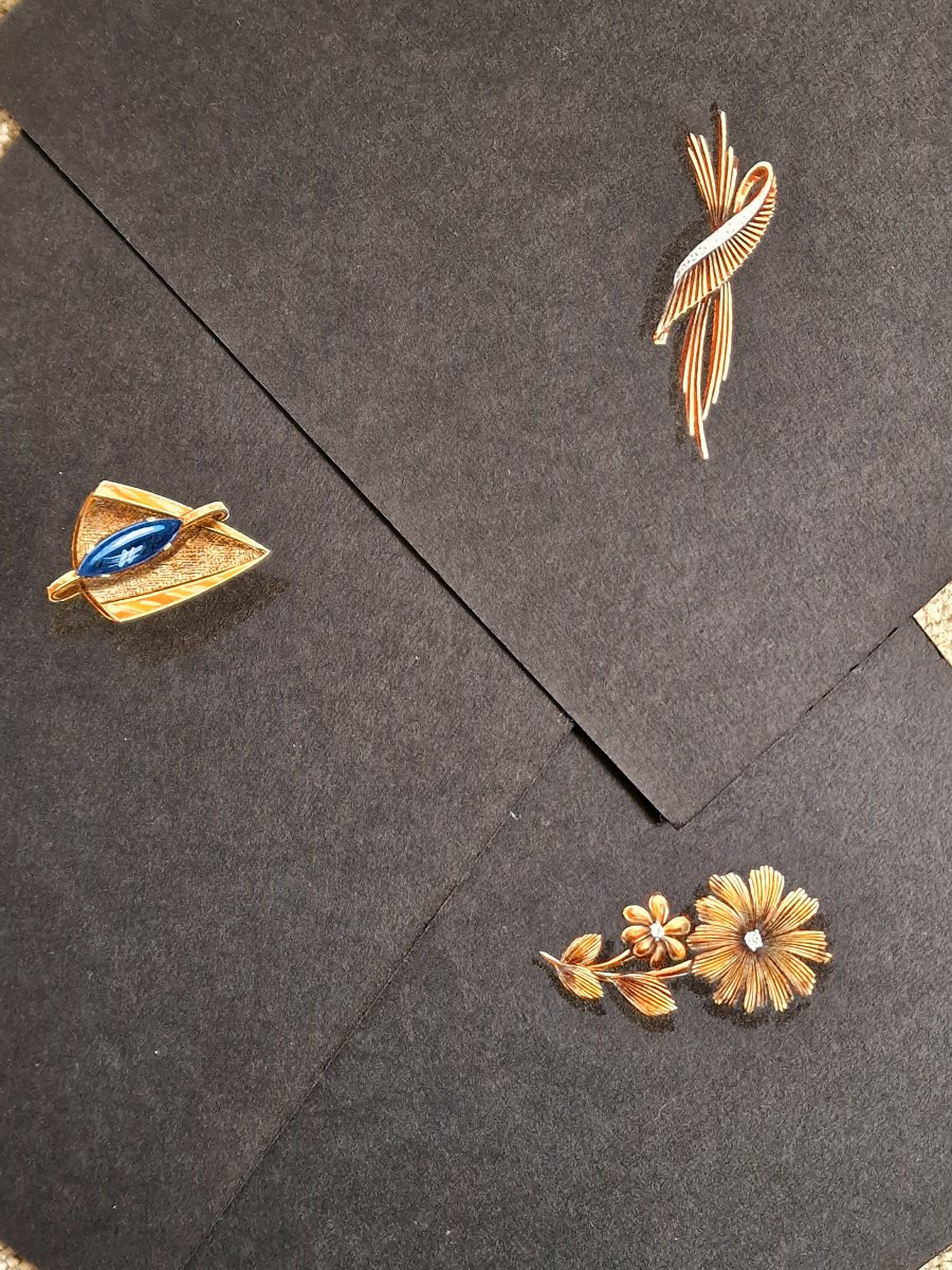 Lot de projets de bijoux en or et pierres précieuses à la gouache sur papier vers 1950 joallier-photo-3