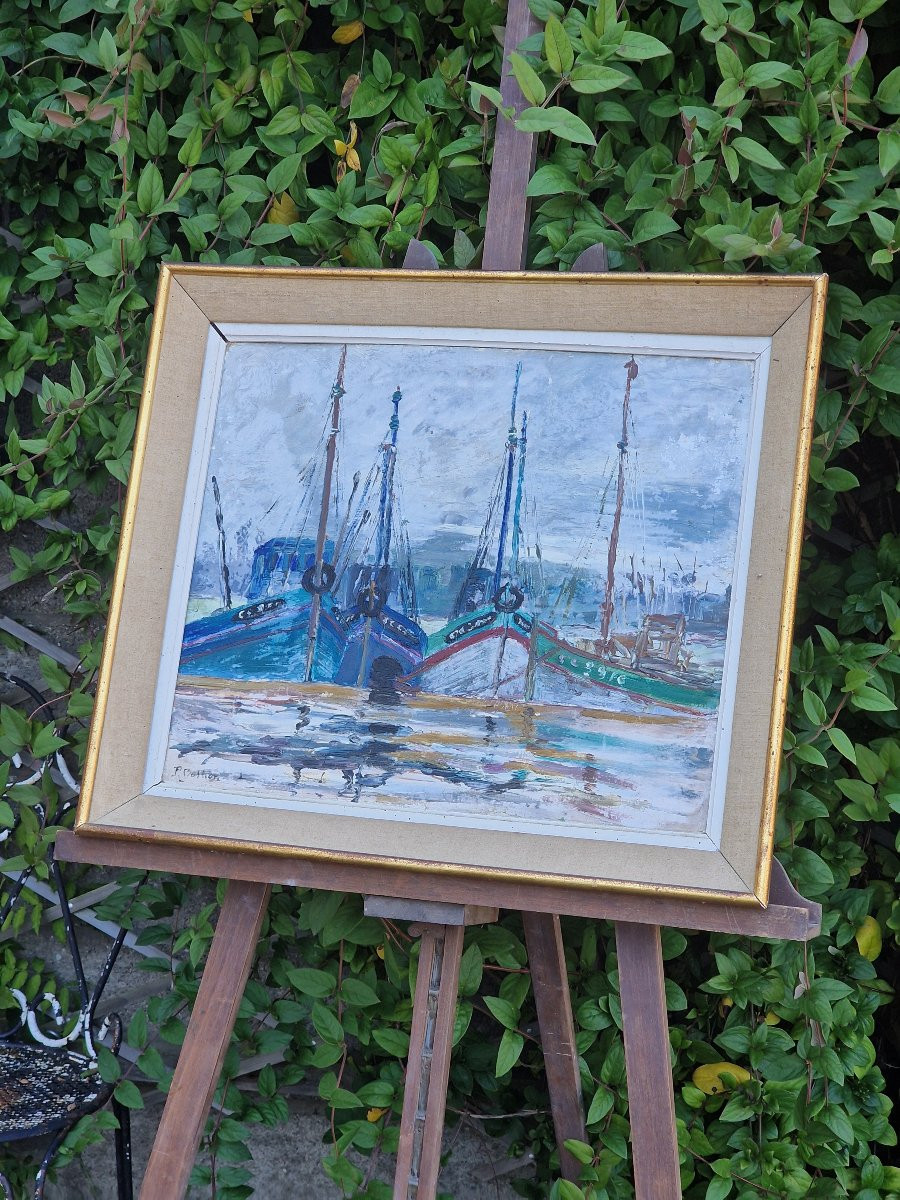 Tableau les bateaux de pêches au port de Concarneau Finistère Bretagne par Pierre Bestion -photo-2