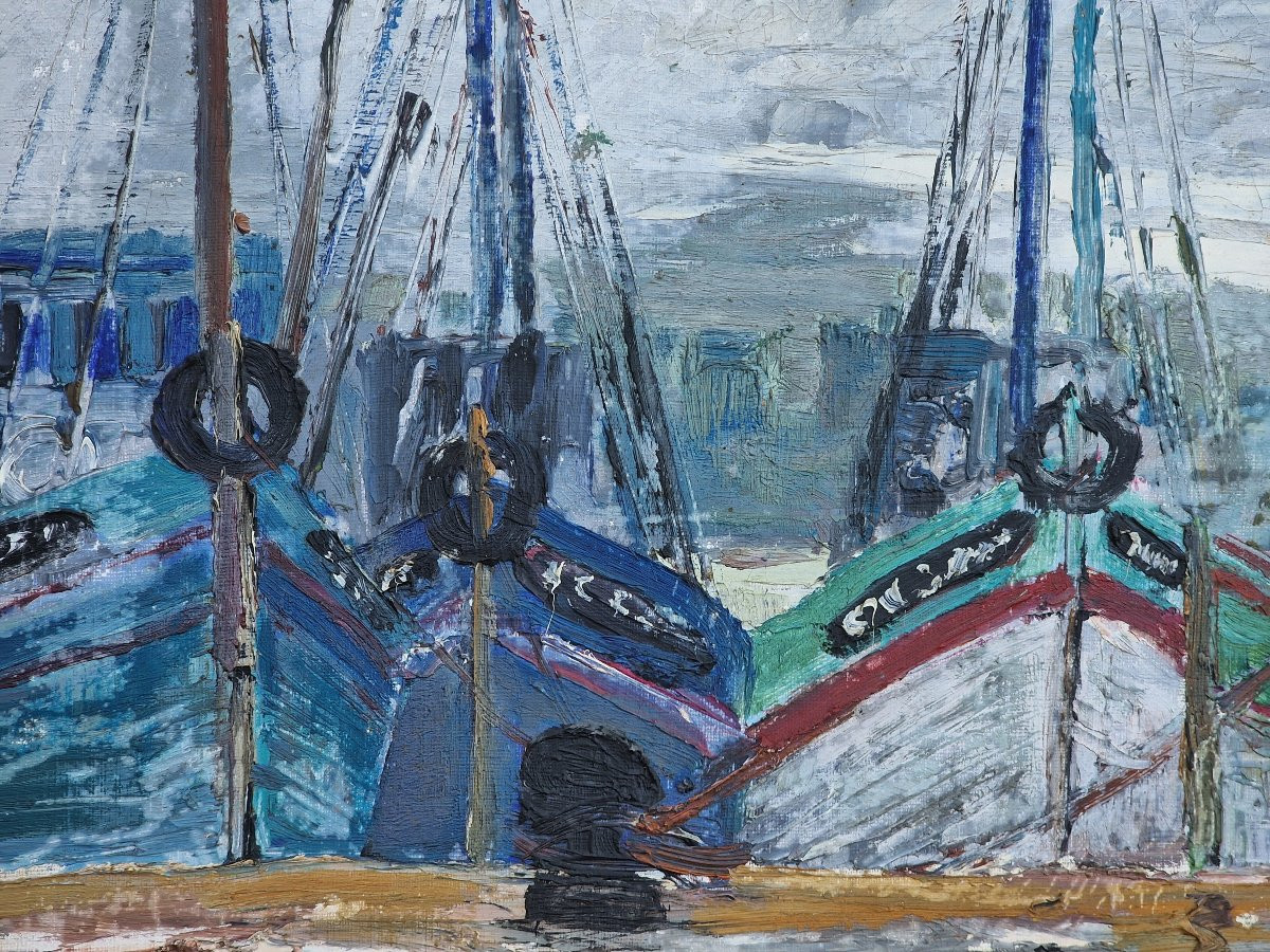 Tableau les bateaux de pêches au port de Concarneau Finistère Bretagne par Pierre Bestion -photo-2