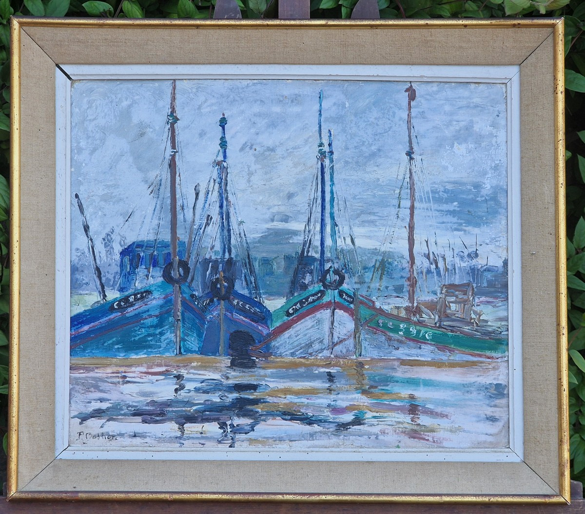 Tableau les bateaux de pêches au port de Concarneau Finistère Bretagne par Pierre Bestion 