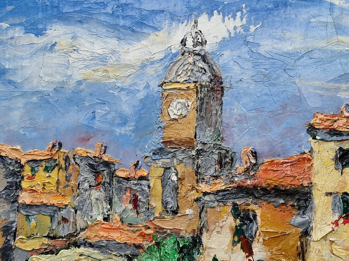 Tableau Saint Tropez la cale des pêcheurs au port en 1936 huile sur toile-photo-2