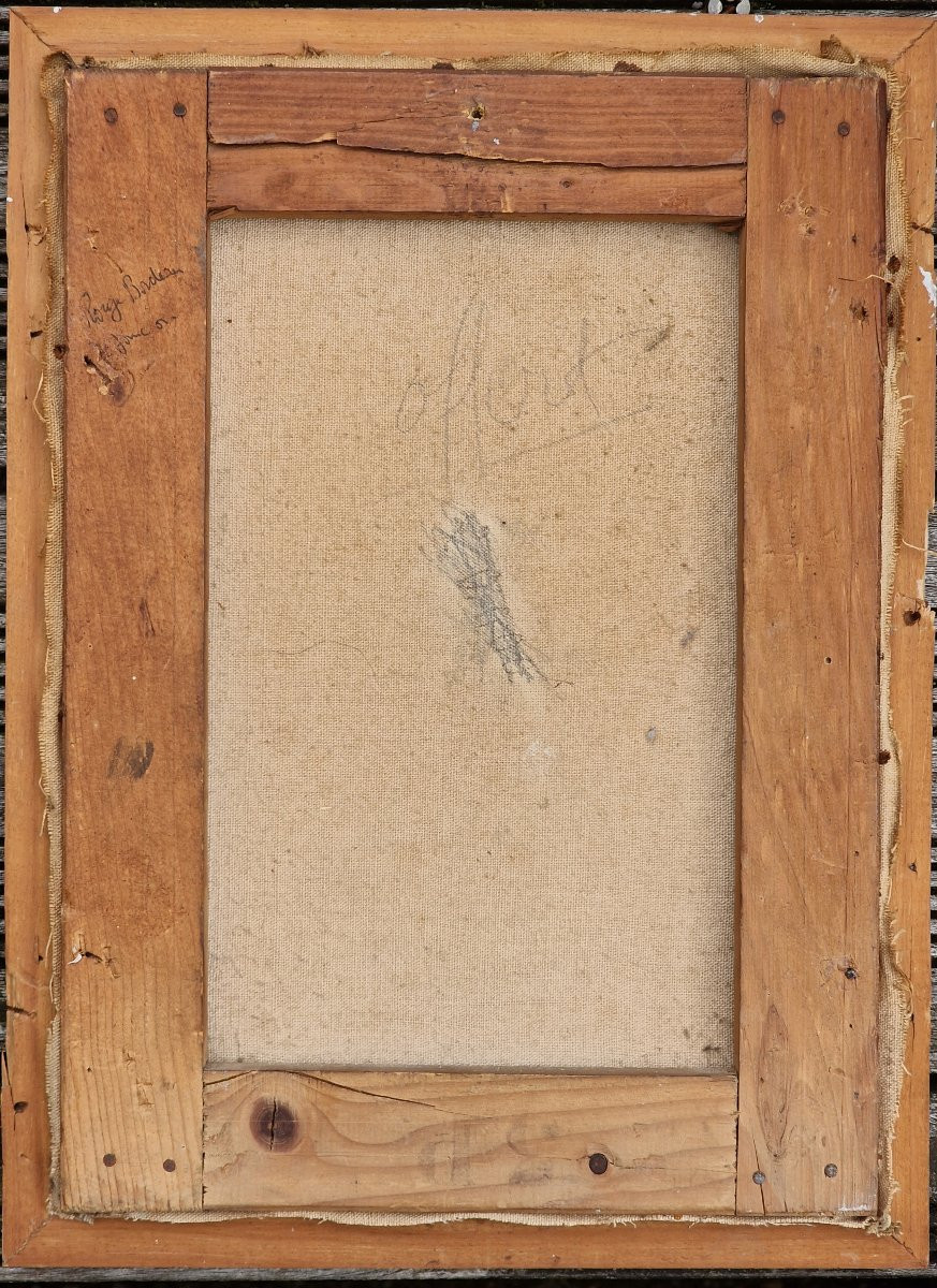 Tableau le pont de Pont Aven par André Even peinture à la cire école bretonne Finistère -photo-5