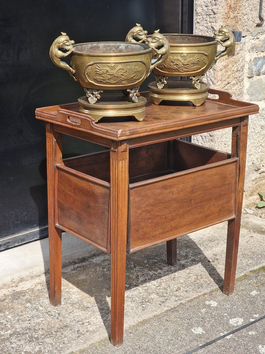 Paire de brûles parfum chinois ou Vietnam en bronze avec leur socles Indochine Cambodge-photo-2