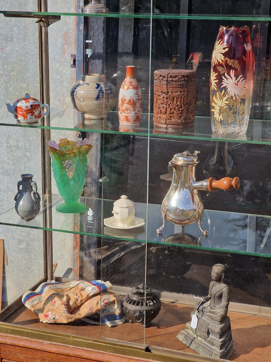 Vitrine de musée ou de magasin verre laiton et chêne style Siegel Paris-photo-2