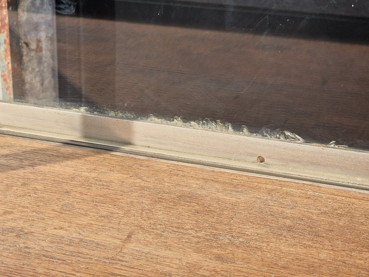 Vitrine de musée ou de magasin verre laiton et chêne style Siegel Paris-photo-6