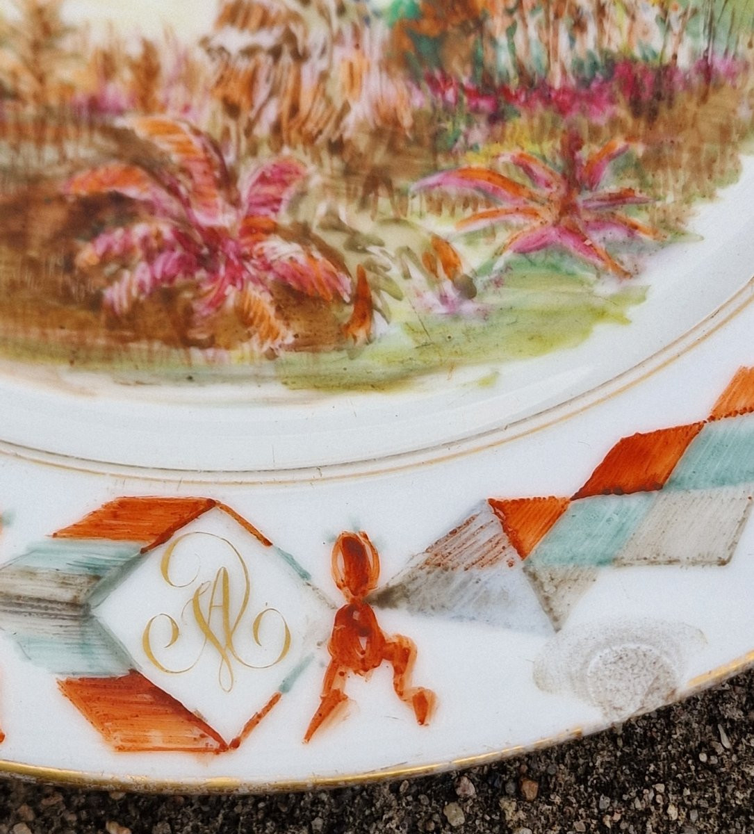 Plat en porcelaine decoré d'un épisode de la guerre des indes Cipayes 1857 Jules Vandercruyce-photo-2