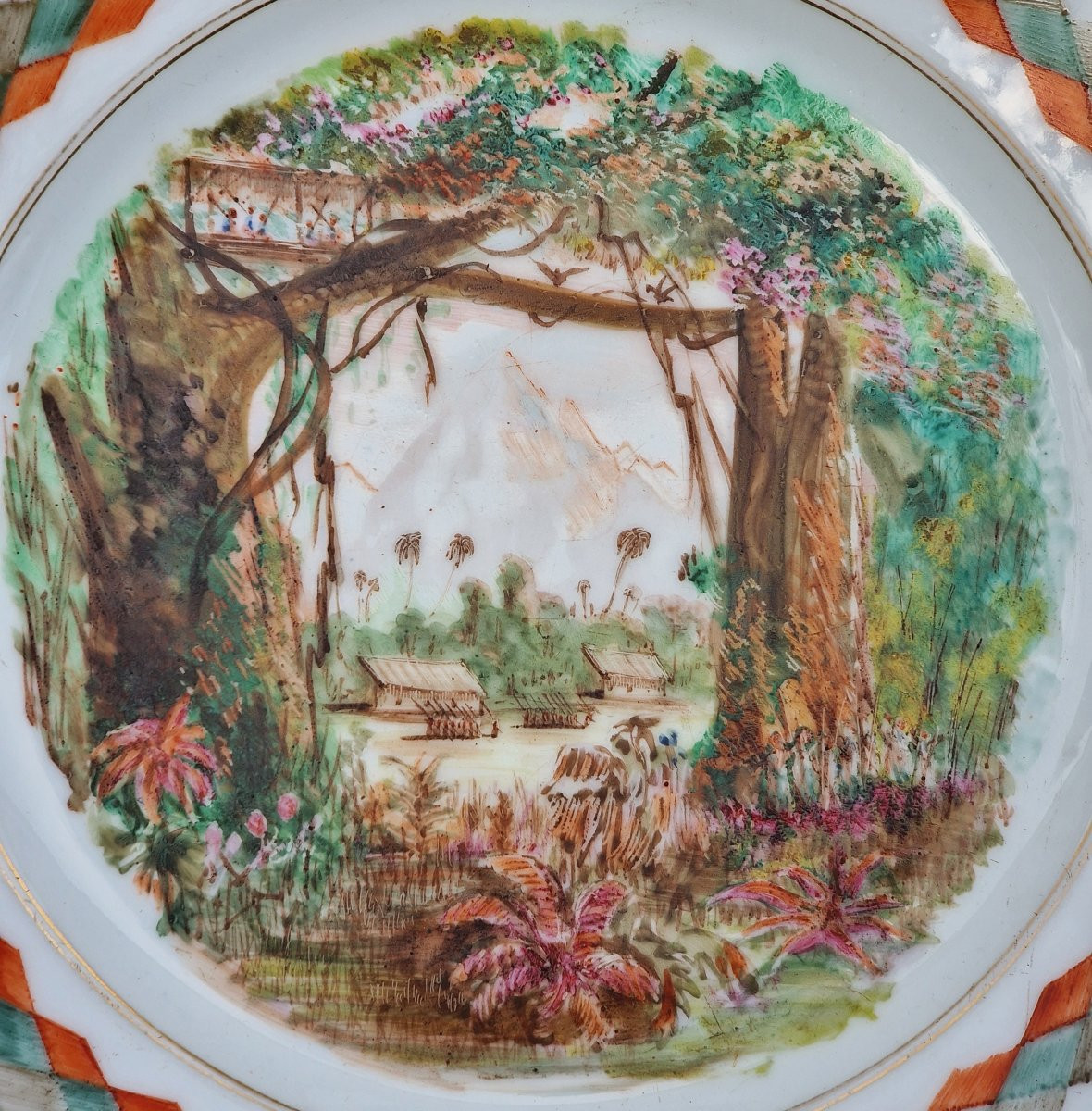 Plat en porcelaine decoré d'un épisode de la guerre des indes Cipayes 1857 Jules Vandercruyce-photo-3