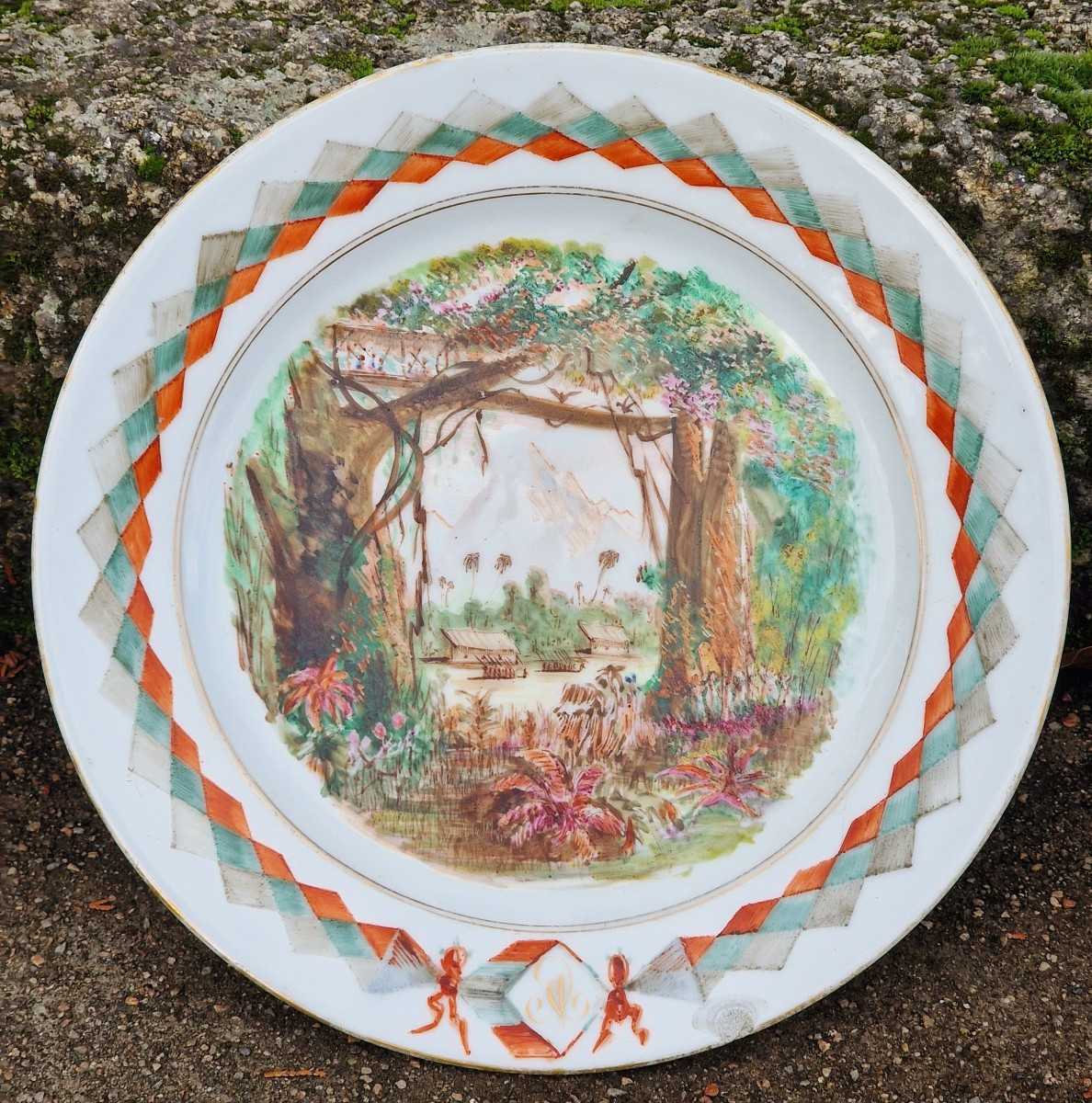 Plat en porcelaine decoré d'un épisode de la guerre des indes Cipayes 1857 Jules Vandercruyce
