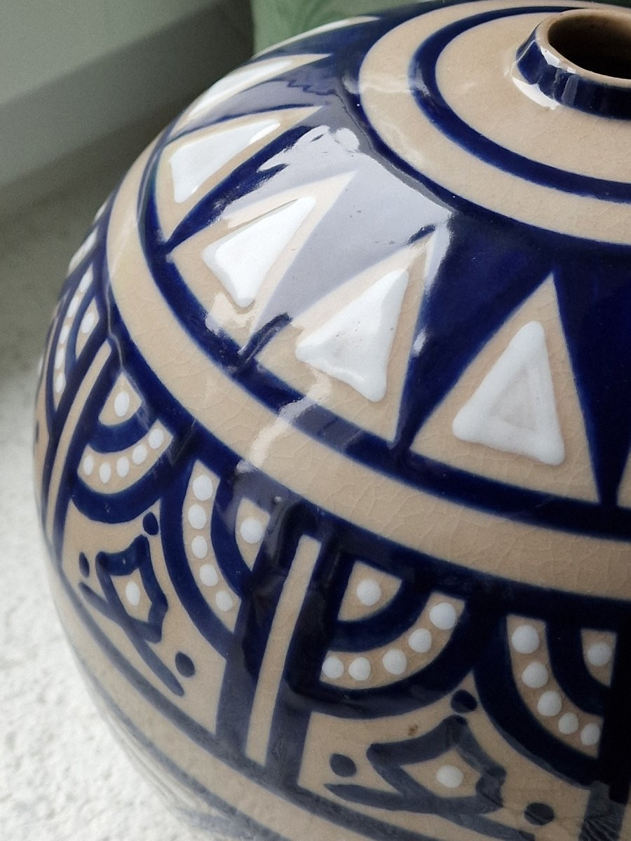 Ball Vase By Marc And Roger François, Art Deco, Hispano-moorish Style, Malicorne-photo-2