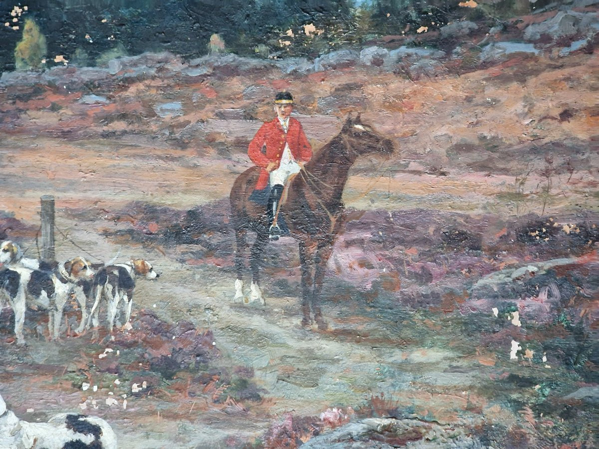 Painting Of A Hunting Scene By Tristan Lacroix, Dogs Resting At The Edge Of A Forest, Hunting-photo-4