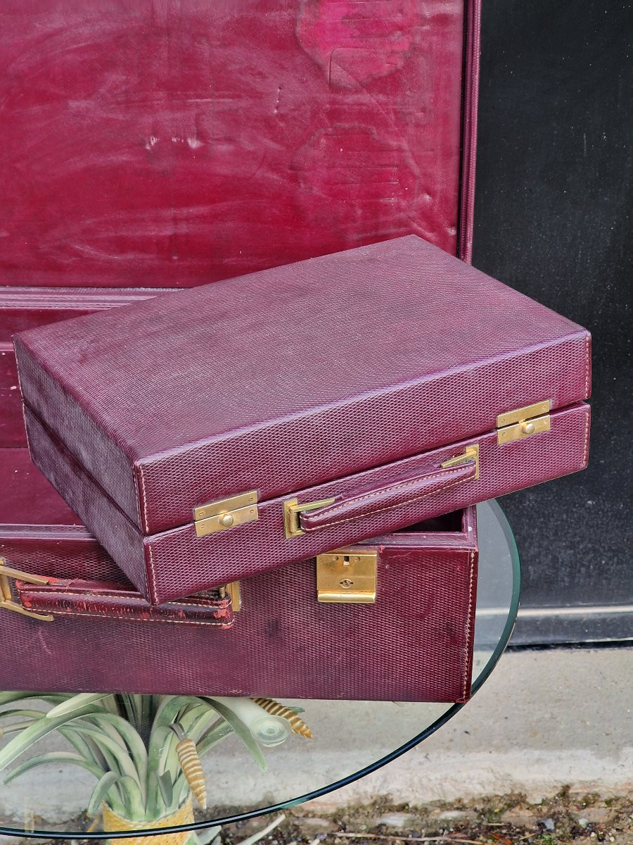 Mallette de marque Gucci valisette de toilette voyage en cuir et argent massif vers 1930 -photo-1