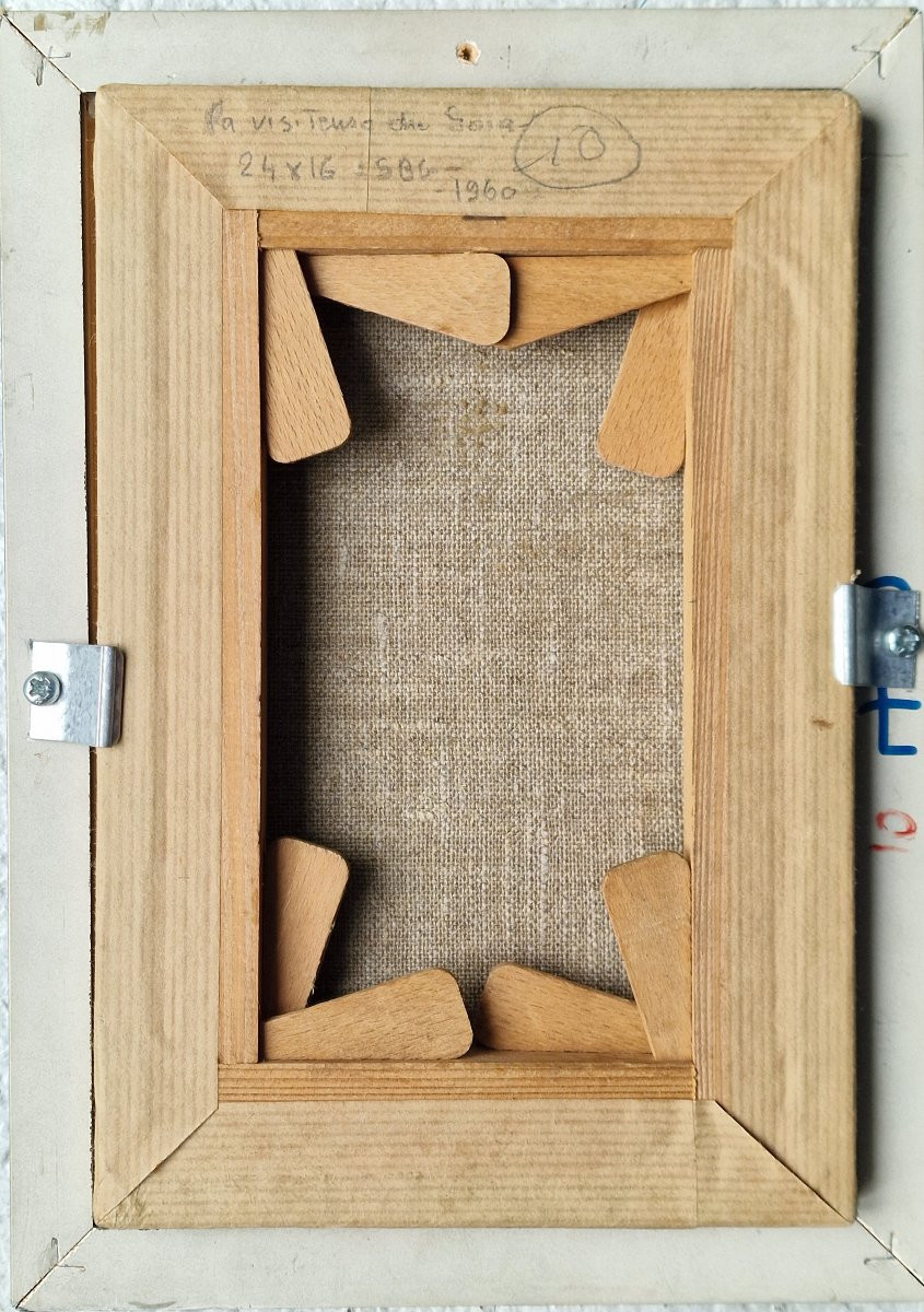 Painting "evening Visitor" By Isidore Marie Peyret, Dated 1960, Watercolor And Gouache -photo-4