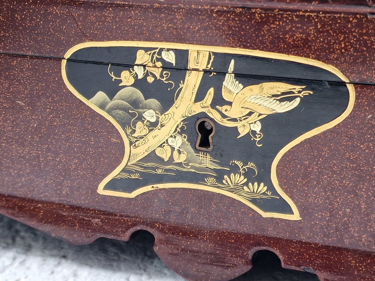 Large Japanese Lacquer Jewelry Box By Houzelot, Passage Jouffroy, Paris -photo-4