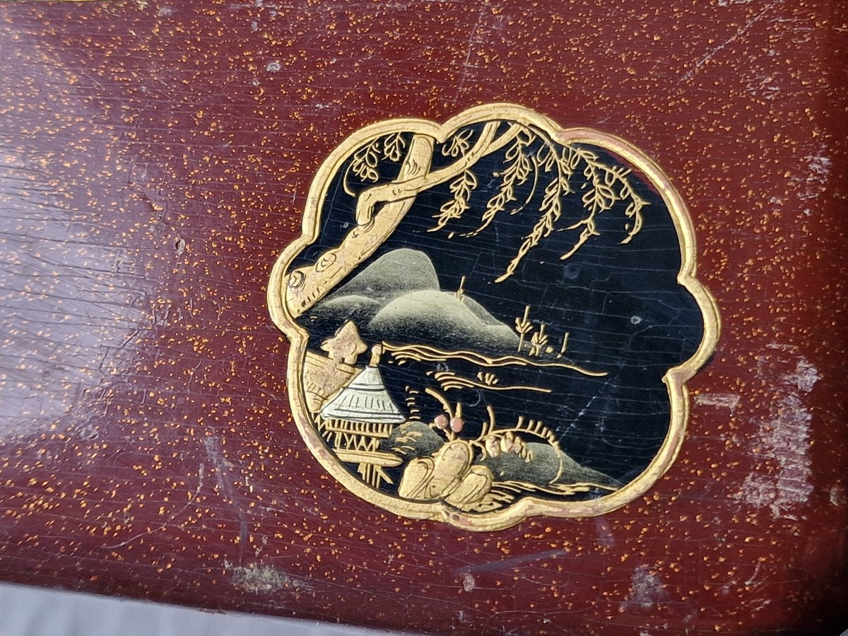 Large Japanese Lacquer Jewelry Box By Houzelot, Passage Jouffroy, Paris -photo-1