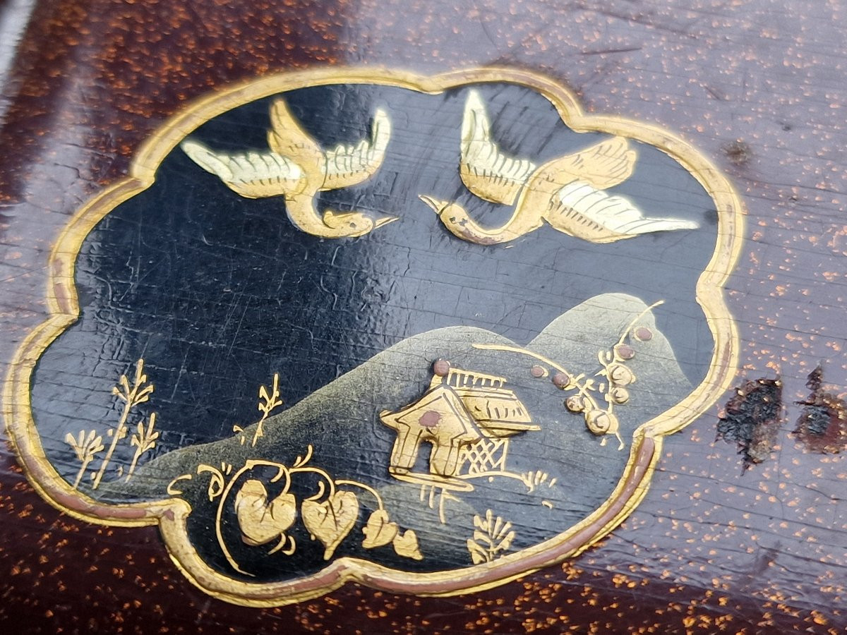 Large Japanese Lacquer Jewelry Box By Houzelot, Passage Jouffroy, Paris -photo-3