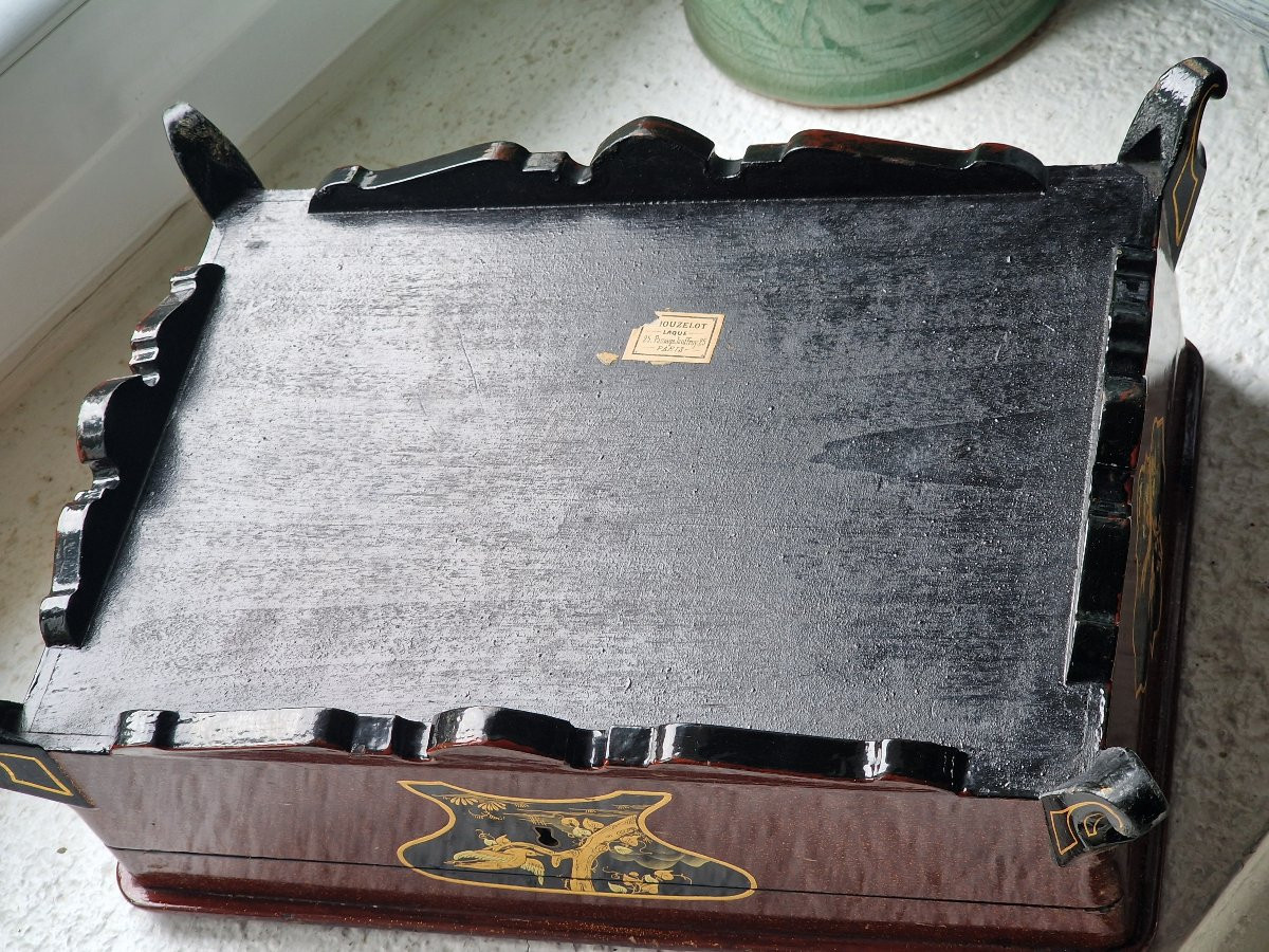 Large Japanese Lacquer Jewelry Box By Houzelot, Passage Jouffroy, Paris -photo-4