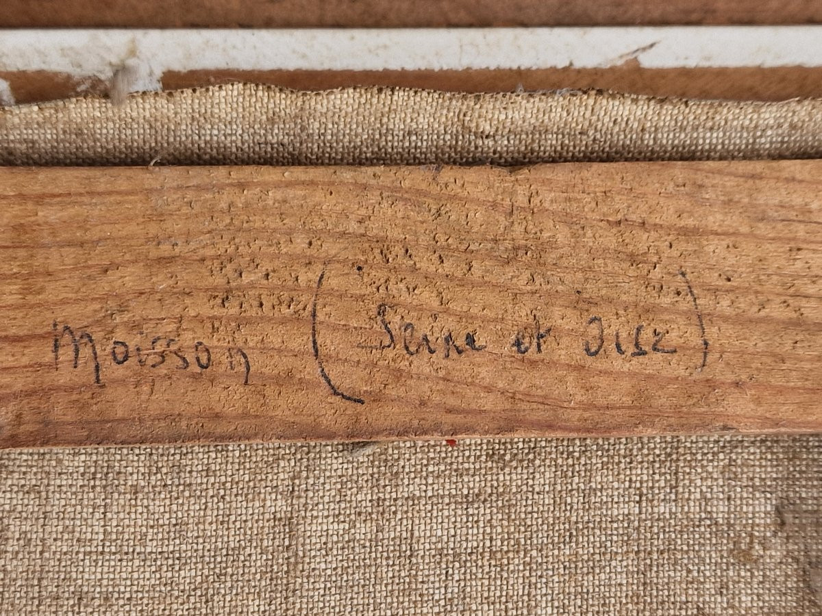 Neo-impressionist Painting By Alfred Jean Chagniot, Harvest Scene In Seine-et-oise -photo-6