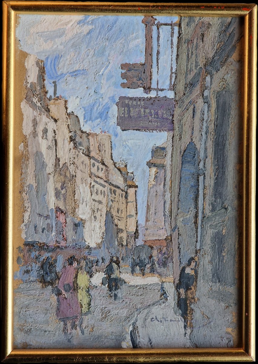 Small Painting Of An Alley In Old Angers By Charles Tranchand (1884-1955) -photo-2