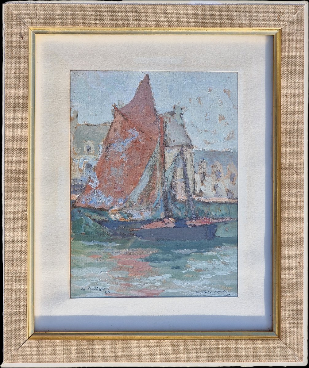 Tableau bateaux de pêche le Pouliguen en 1925 par Charles Tranchand (1884-1955)-photo-2