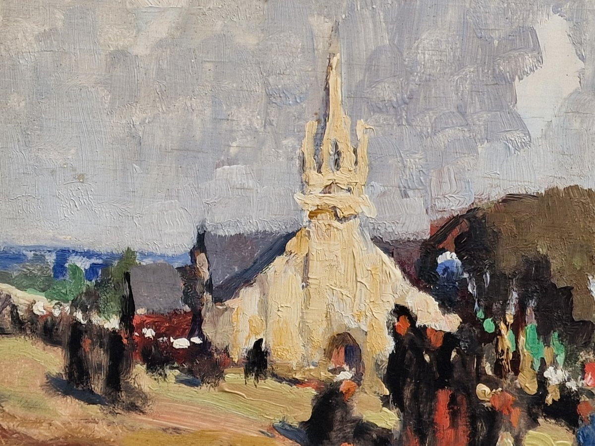 Breton Painting, The Pardon Of Sainte Anne La Palud, By R. De Maubert, Finistère, Brittany -photo-1