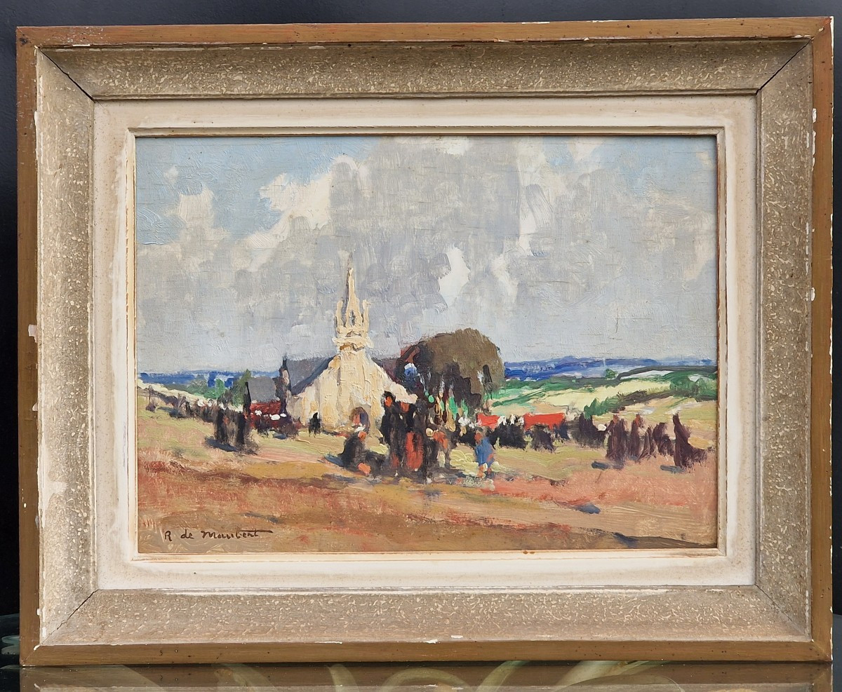 Breton Painting, The Pardon Of Sainte Anne La Palud, By R. De Maubert, Finistère, Brittany 