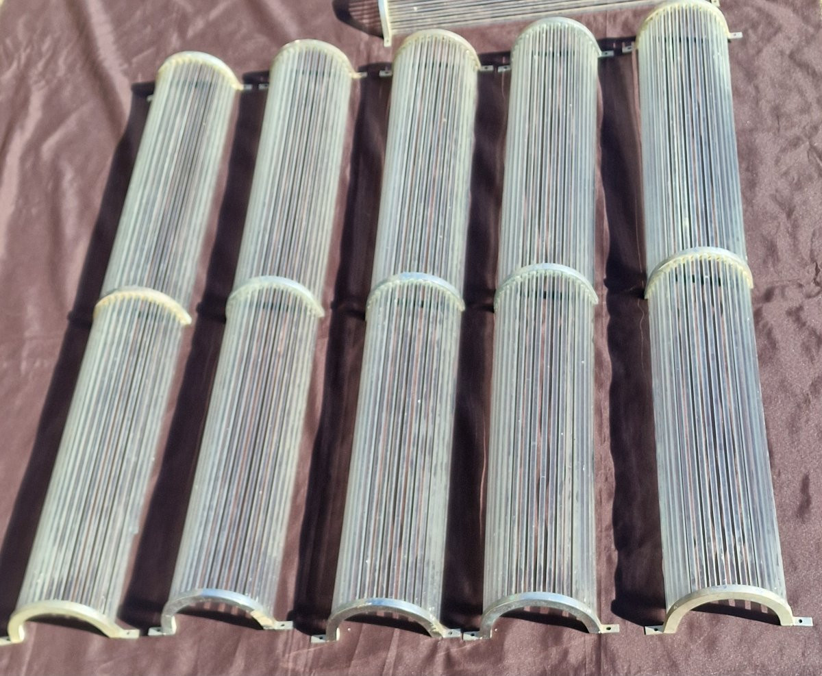 Set Of 6 Art Deco Wall Sconces By Petitot Or Genet & Michon Circa 1930, Glass And Metal. -photo-2