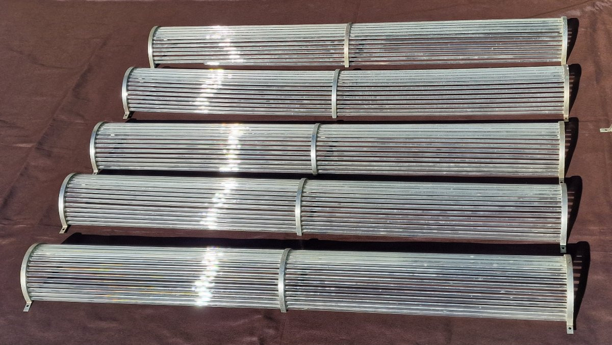 Set Of 6 Art Deco Wall Sconces By Petitot Or Genet & Michon Circa 1930, Glass And Metal. -photo-3