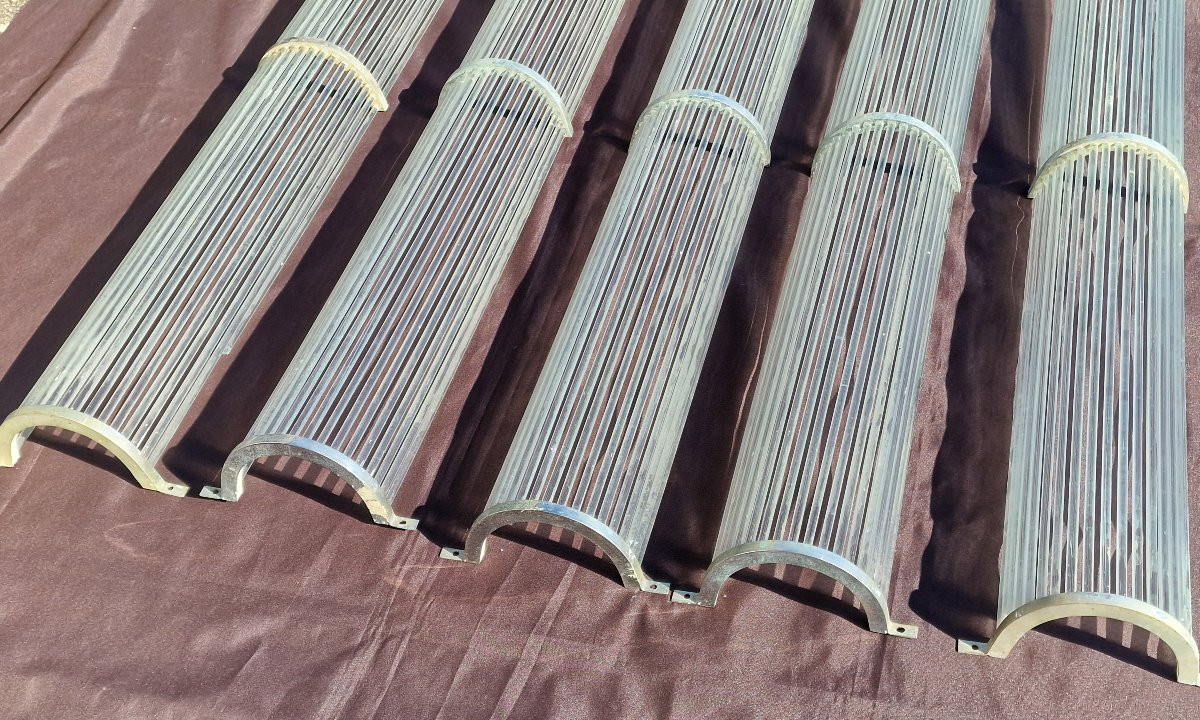 Set Of 6 Art Deco Wall Sconces By Petitot Or Genet & Michon Circa 1930, Glass And Metal. -photo-2