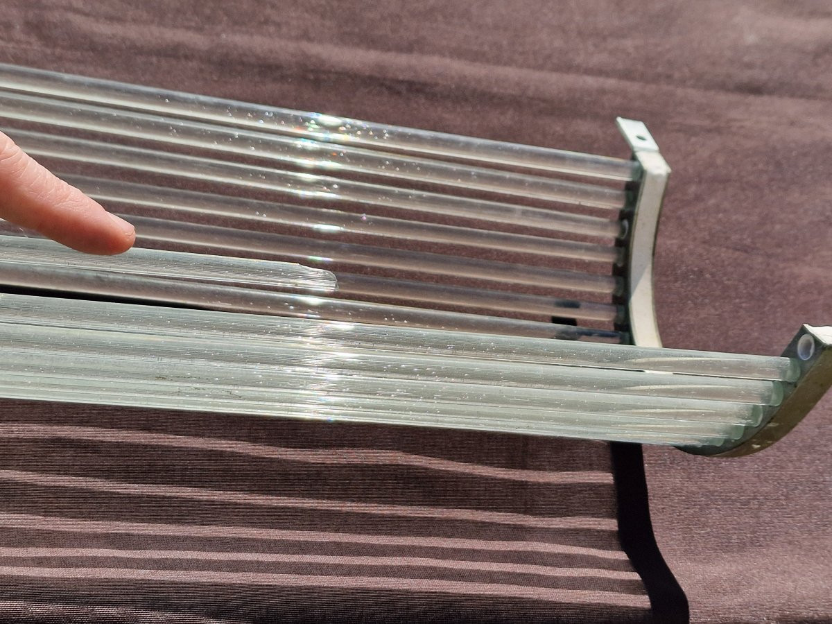 Set Of 6 Art Deco Wall Sconces By Petitot Or Genet & Michon Circa 1930, Glass And Metal. -photo-6