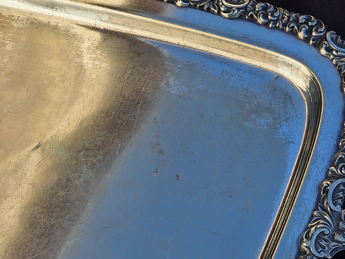 Pair Of Large Silver-plated Metal Serving Trays -photo-2