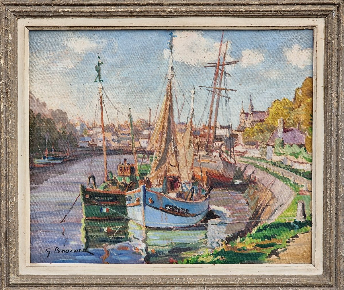 Painting Of The Boat Adieu Vat At The Port Of Saint Goustan Georges Boucard November 1943 Brittany -photo-3