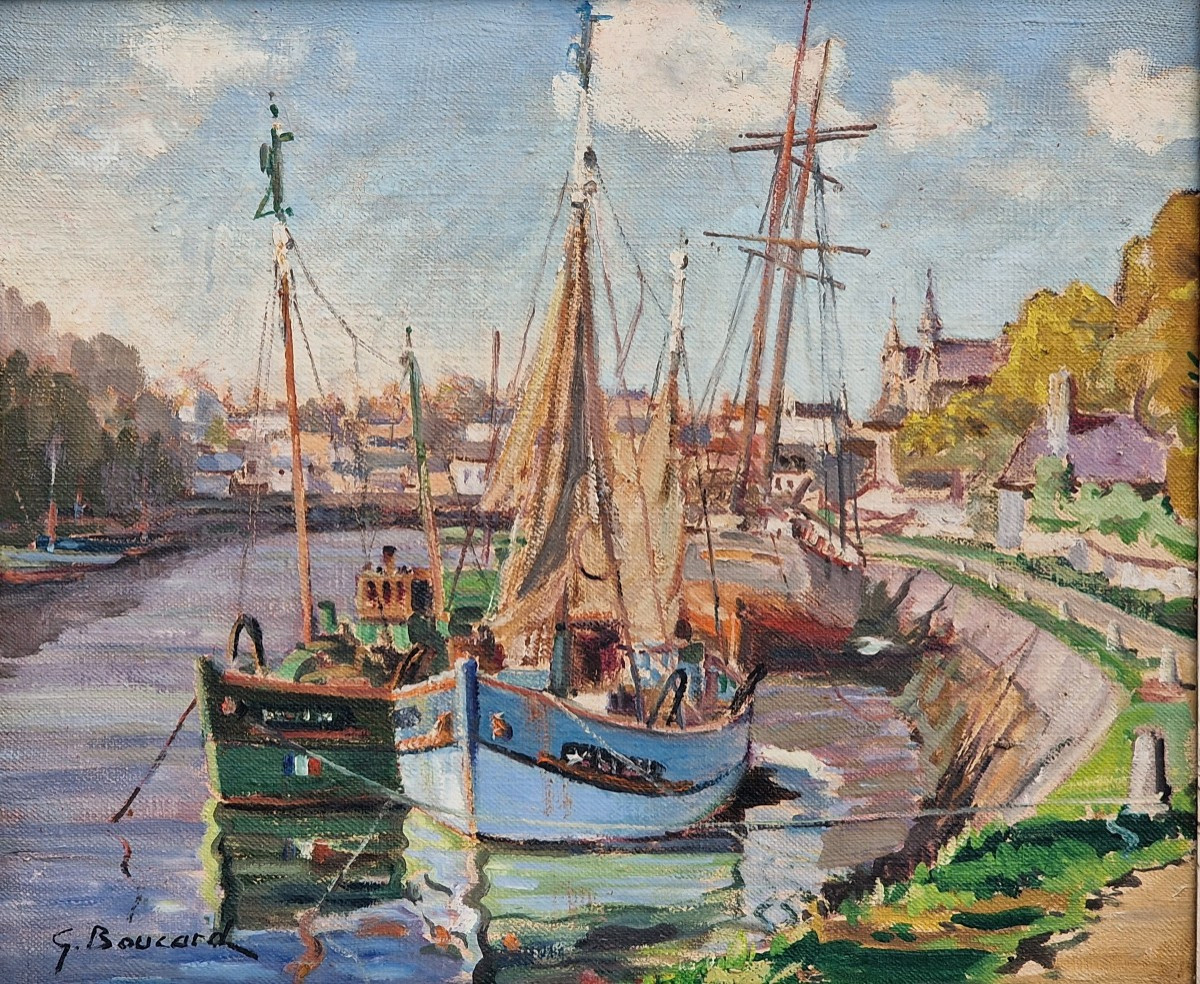 Painting Of The Boat Adieu Vat At The Port Of Saint Goustan Georges Boucard November 1943 Brittany 