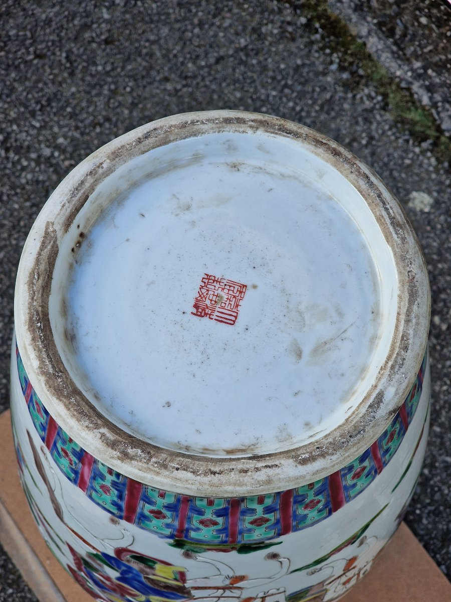Pair Of Large Chinese Famille Rose Porcelain Vases, Jiaqing Brand.-photo-8