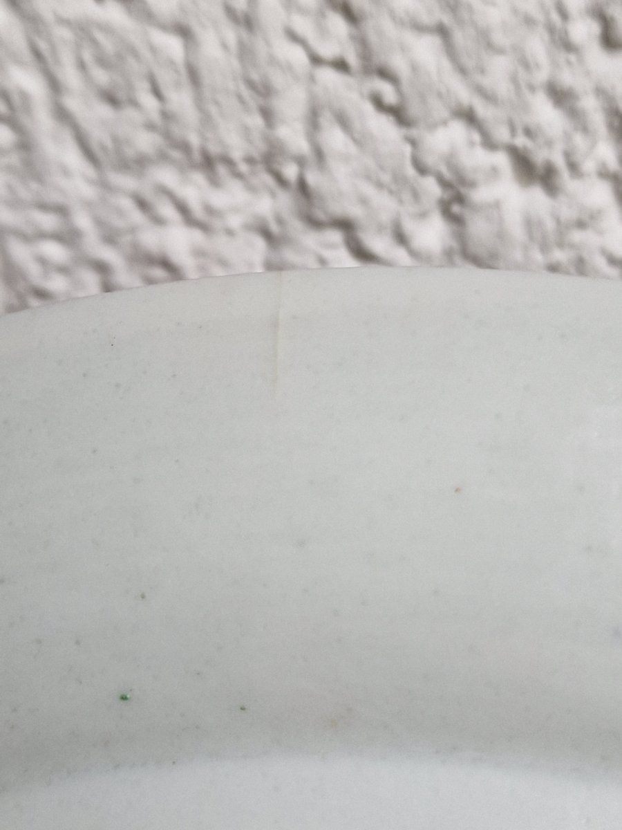 Paire d'assiettes chinoises en porcelaine de canton famille verte décors palais et lettré-photo-6