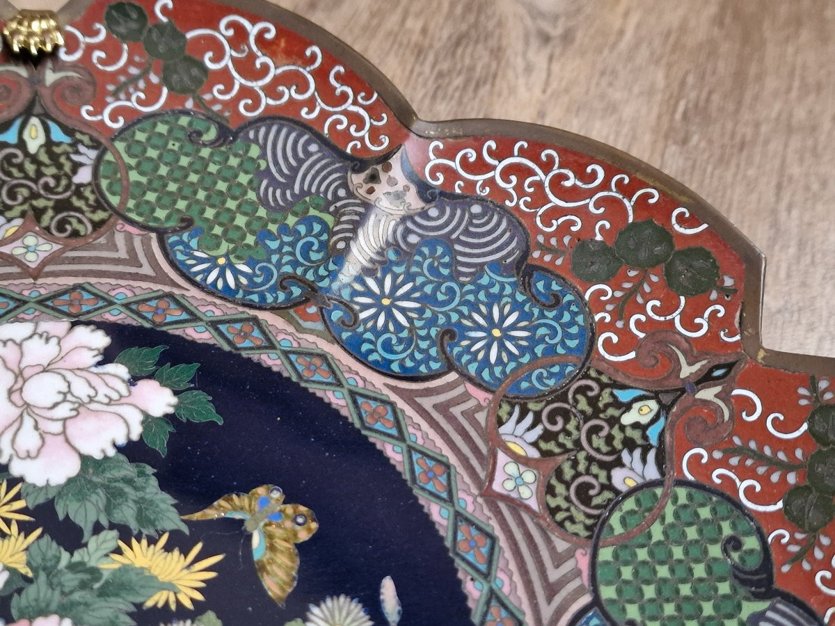Pair Of Large Japanese Cloisonné Dishes Meiji Period (1868-1912) Japan-photo-1